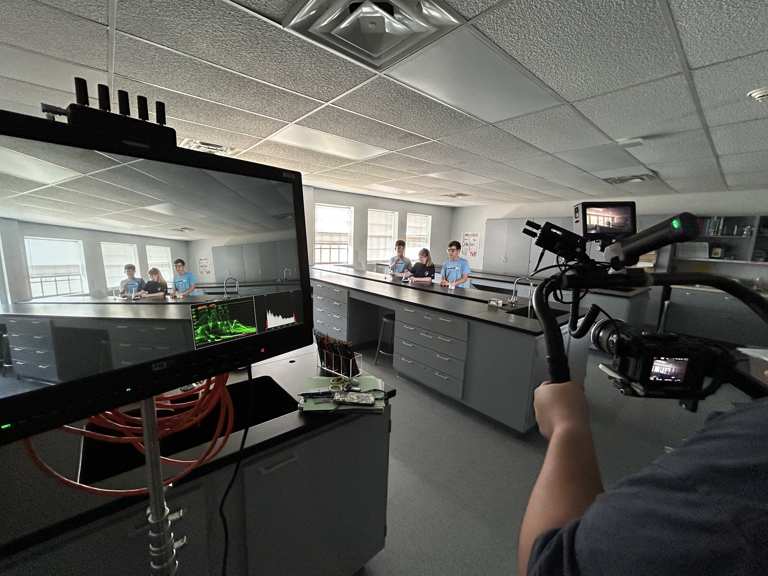 Behind the scenes 15 on the History of Excellence shoot for Second Baptist School